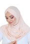 Women's One-Piece Ready-To-Wear Turban Crossed Self-Tied Viscose Headscarf Beige - 2