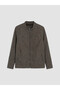 Beige Regular Fit High Collar Suede Coat