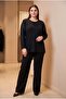 Stone Detailed Plus Size Knitwear Blouse Black - 4