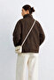 Women's Stand Collar Pocket Jacket - Bitter Brown - 4