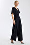 Cross V-Neck Cady Palazzo Jumpsuit - 2