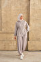 Women's Stripe Detailed Hooded Set Gray