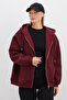 3 Thread Basic Zippered Hooded Oversize Sweatshirt - 4