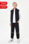 Boy's 3 Threaded Collar Vest, Striped Sweatpants, Long Sleeve Single Jersey 3-Piece Set