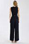 Pleated Collar Belted Logo Jumpsuit - 5