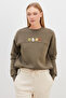 3 Thread Teddy Bear Embroidered Oversize Sweatshirt with Stopper - 6