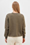 3 Thread Teddy Bear Embroidered Oversize Sweatshirt with Stopper - 8
