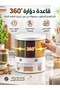 Cereal & Grain Dispenser, 360° Rotating, 6 Compartments, 10 kg Large Capacity, Airtight Moisture-Resistant Rice Storage Container, White - 3