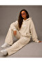 Unisex Women's and Men's Minimal Text Printed Oversize 3 Thread Hooded Sweatshirt and Baggy Sweatpants - 4