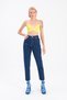 Sista Dark Blue Colorfast High Waist Gathering Mom Jean Pants - 6