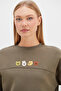 3 Thread Teddy Bear Embroidered Oversize Sweatshirt with Stopper - 2