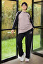 Sporty Cotton Melton women's Tracksuit Set in Light Coffee and Black - 3