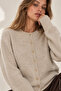 Women's Beige Soft Textured Buttoned Knit Sweater - 4