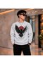 Men's Raven Crow Printed Crew Neck Casual Regular Fit Sweatshirt