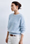 Women's crew neck oversized knit sweater - baby blue - 3