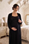 Amora Maternity and Postpartum Dressing Gown and Nightgown Set with Straps - 3