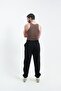 Men's 3 Thread Threaded Jogger Elastic Cuffed Waist Double Pockets Black Sweatpants - 4