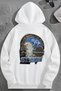 Unisex 3 Thread Cotton White Stermn Print Loose Fit Sweatshirt Hoodie