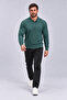 Men's Winter Large Size Pocket Polo Green Sweatshirt - 4