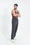 Men's Oversize 3 Threaded Ribbed Cuff Pocketed Dark Smoked Sweatpants - 2