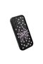 Samsung Galaxy A07 4g Compatible Black Silicone Shock-Absorbing Protective Case with Purple Bow and Small Flower Pattern Camera Protection - 3