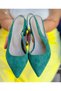 Maria Emerald Green Calf Suede 5 cm Heel Sandals - 7