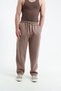 Men's Oversize 3 Thread Ribbed Cuff Pocket Brown Sweatpants - 7