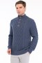 İndigo Men's 80% Wool 20% Acrylic Hair Knit and Diamond Patterned Buttoned Stand Collar Knitwear Sweater Trist-5374 - 3