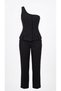 Black One-Shoulder Blazer Suit