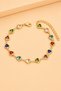 Gold Color Colorful Heart Stone Bracelet - 3