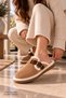 Clay Plush Winter Women's House Slippers with Fur Inside and Buckle - 4