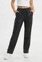 Women's High Waist Elastic and Lace-Up Black Faux Leather Comfortable Stylish Casual Trousers