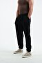 Men's 3 Thread Threaded Jogger Elastic Cuffed Waist Double Pockets Black Sweatpants - 2
