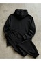 Men's Black Printed Oversize Sweatshirt and Sweatpants 2-Piece Set - 2