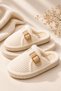 Clay Plush Winter Women's House Slippers with Fur Inside and Buckle - 6