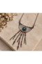Women's Turquoise and Red Beaded Antique Silver Color Ethnic Bohemian Feather Dangle Necklace - 7