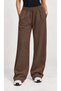 Women's Brown Wide Leg Modal Palazzo Sweatpants with Tie Waist - 3