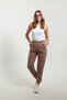 Elastic Cuffed Soft Fabric Lace-Up Waist and Double Pockets Winter Brown Sweatpants for Women