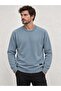 Men's Blue Crew Neck Corspan Rope Basic Knitwear