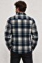 Men's Navy Blue Double Pocket Capless Buttoned Regular Shirt - 5