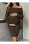 Rochie midi, maro - S - 5