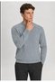 Men's Blue Crew Neck Diamond Knit Corspan Knitwear - 3