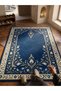 Navy Blue Tulip Patterned Prayer Rug - Dowry and Gift Prayer Rug
