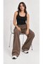 Women's Brown Wide Leg Modal Palazzo Sweatpants with Tie Waist - 5