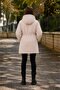 Beige Girls' Plush Fur Hooded Long Cut Inflatable Coat with Elastic Waist 24887 - 4