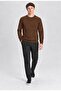 Men's Brown Crew Neck Diamond Knit Corspan Knitwear - 2
