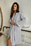 Lily |   Cotton Unisex Shawl Collar Striped Bathrobe with Pockets |   Women's Bathrobe |   Men's Bathrobe |   Bathroom |   Home Textiles |   Dowry - 1 Piece - 2