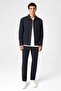 Navy Blue Textured Modern Jacket - 3
