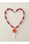 Red Glass Beaded, Resin Lollipop Flower Pendant Detailed Necklace - 4
