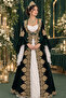 Green Gold Velvet Kaftan with Bindall